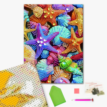 Алмазная мозаика 25x25 - Кольорові морські зірки