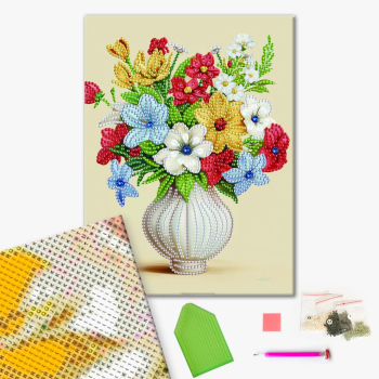 Алмазная мозаика 25x25 - Квіти у вазі