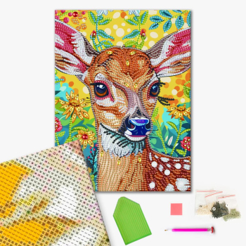 Алмазная мозаика 25x25 - Оленя в квітах