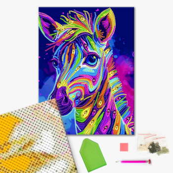 Алмазная мозаика 25x25 - Яскрава зебра