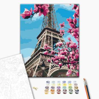 Картина по номерам Города - Цвітіння магнолій у Парижі