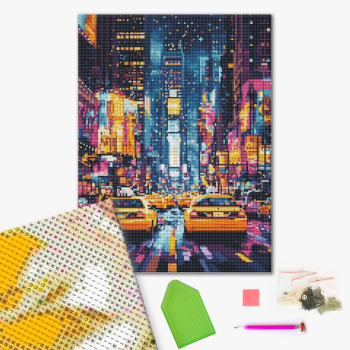 Алмазна мозаїка BLACK 40х50 - Таксі нічного Нью-Йорка