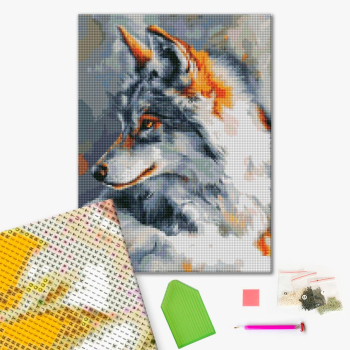 Алмазная мозаика 40x30 Власного виробництва - Вовк
