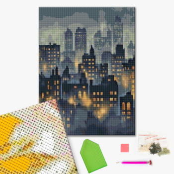 Алмазна мозаїка 40х50 - Туман над нічним містом