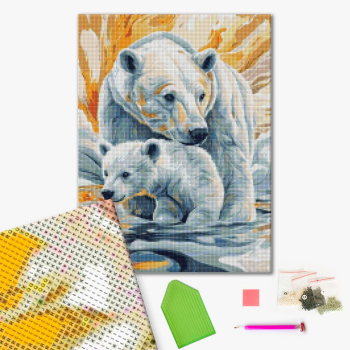 Алмазна мозаїка 40х50 - Два білих медведя