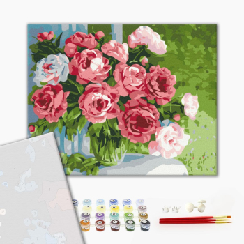 Картина по номерам Преміум картини - Домашні півонії