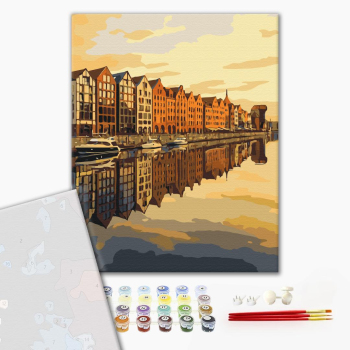 Картина по номерам Города - Мотлава в отражении