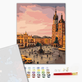Картина по номерам Города - Сердце Кракова на закате солнца