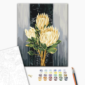 Картина по номерам Квіти - Білі протеї