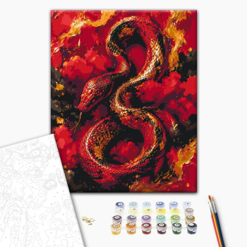 Red snake and flowers