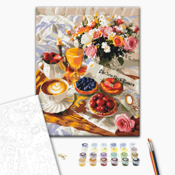Morning breakfast with flowers